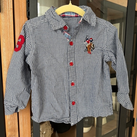 Polo Ralph Lauren button down shirt toddler baby boy embroidered gingham horse - Picture 6 of 6